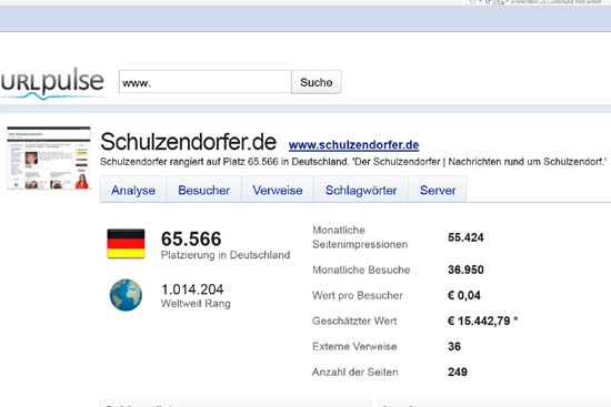 URL Pulse: Der Schulzendorfer rangiert auf Platz 65.566!