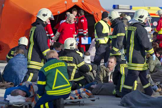 CRASH BER 2012: Große Notfallübung am künftigen Hauptstadtflughafen.