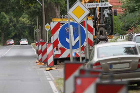 Bauarbeiten in der Miersdorfer Straße