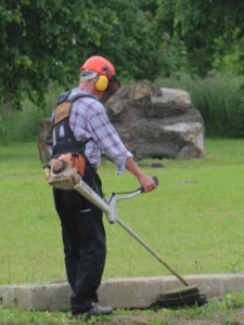 Die Mitarbeiter des Bauhofes sind heute im Großeinsatz dem hohen Gras zu Leibe gerückt. 