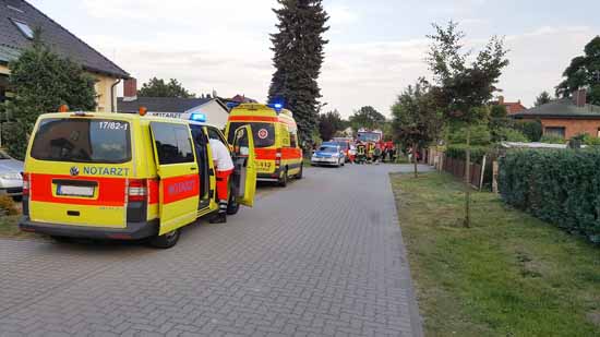 Feuerwehr-, Polizei- und Rettungskräfteeinsatz am 28.05.2017 (Foto: Feuerwehr Schulzendorf/Facebook)