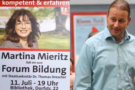 Martina Mieritz mit Staatssekretär Drescher im SPD-Wahlkampf (Foto: mwBild)